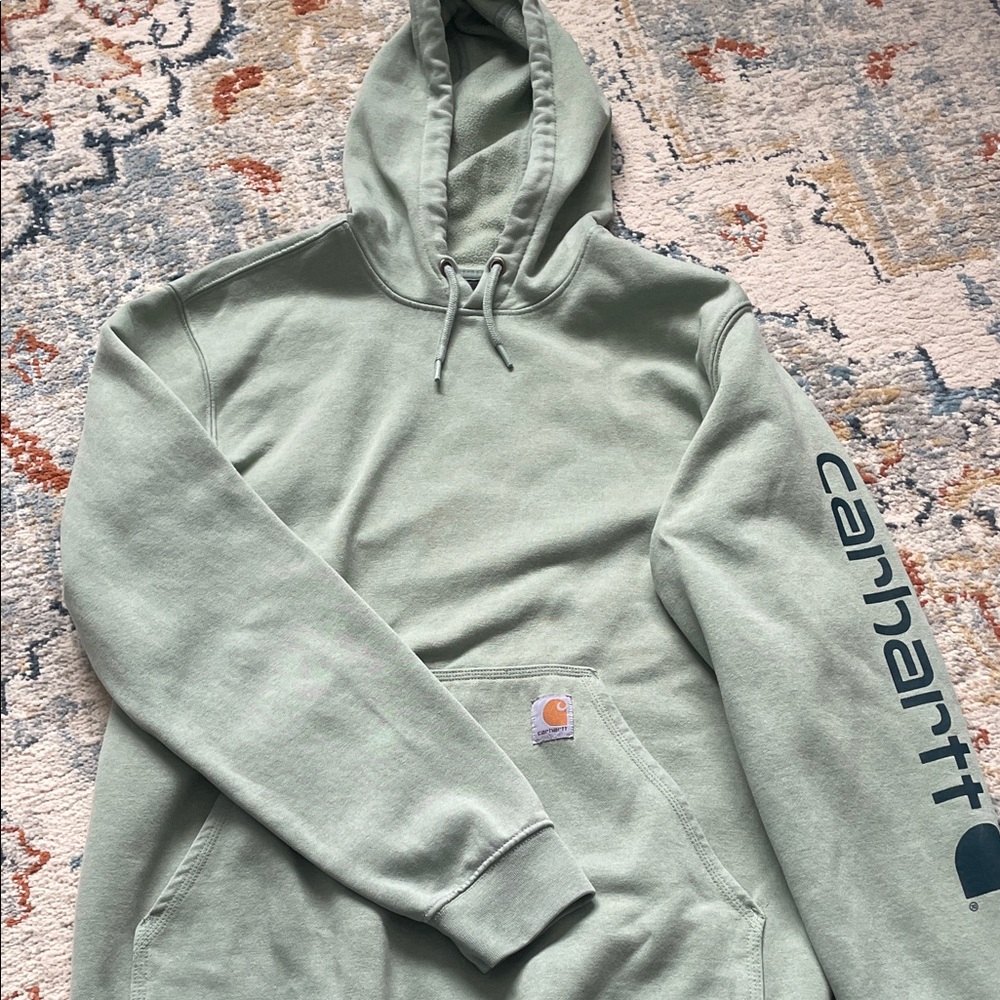 Carhartt Sage Green Hoodie with Logo Sleeve
